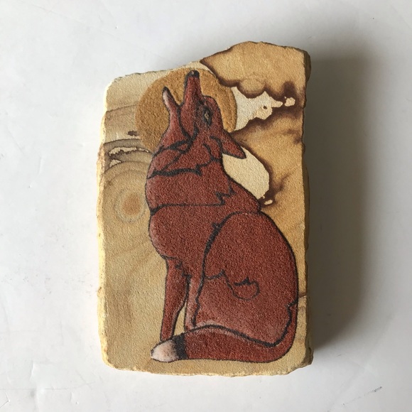 Navajo Sand Art of Coyote by Judy Lewis - Picture 1 of 8